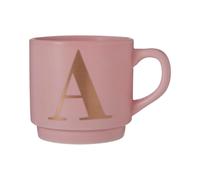 Pink A Letter Mug For Coffee,Ceramic Cup With Gold Letter Detail,Reusable Coffee Cup For Thoughtful Gifting