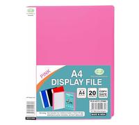 Pink A4 Display Folder, 20 Pockets 40 Views Pages - Presentation Document Folder with Clear Plastic Sleeves, Presentation Project Folders for Certificates, Artwork, Menu Card, Music Sheet (Single)