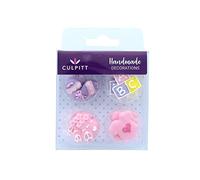 Pink ABC Baby Girl Sugar Cake Decorations - 12 Pack