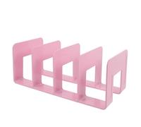 Pink ABS Book Rack with Four Compartments for Desk Organization | Open One-piece Design, Reinforced Back Panel, Rounded Corners, for Files and Paperwork on Classroom Desks