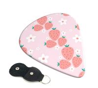 Pink Abstract Fruit Cute Strawberry Cartoon Pattern Celluloid Guitar Picks 6 Pack Medium Picks for Acoustic Guitar Electric Guitar Ukulele - 0.96mm