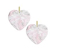 Pink Abstract Ink Marble Gray Artistic Christmas Tree Ceramic Hanging Bauble Personalised Xmas Baubles Cute Christmas Ornaments Gifts For Kids Family Friends