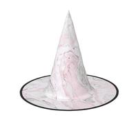 Pink Abstract Ink Marble Gray Artistic Halloween Witch Hat Halloween Costumes For Women Men Witch Hats Fancy Dress