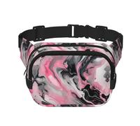 Pink Abstract Ink Marble Gray Artistic print Fanny Pack Waist Packs with Extender for Men Women, Waist Bag Hip Pack with Zipper Pockets, Black, One Size