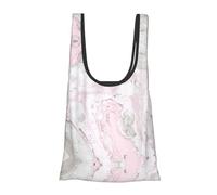 Pink Abstract Ink Marble Gray Artistic Print Foldable Reusable Grocery Bag Lightweight Shopping Tote for Groceries Travel Beach Eco-Friendly Compact Adventure Tote