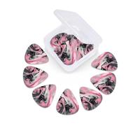 Pink Abstract Ink Marble Gray Artistic print Guitar Picks 12 Pack, Mixed (0.46-0.96mm) with Storage Case for Guitar,ukulele