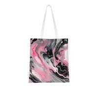 Pink Abstract Ink Marble Gray Artistic Print Polyester Canvas Tote Bag, Worthy Shopping Bag, Ideal For Present And Daily Errands