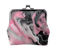 Pink Abstract Ink Marble Gray Artistic Print Stylish Unique Coin Purse Cute Mini Wallet with Kiss Lock Waterproof for Coins