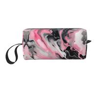 Pink Abstract Ink Marble Gray Artistic print Travel Toiletry Pouch, Pencil Bag Canvas Makeup Bag, Multi-Purpose Cosmetic Bag with Zipper, White, One Size