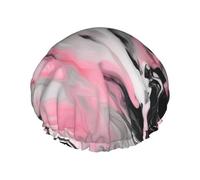 Pink Abstract Ink Marble Gray Artistic shower caps with a double layer of, hold your hair well whether using them while showering or taking bath.