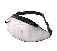 Pink Abstract Ink Marble Gray Artistic Sport Waist Bag Travel Bumbags with Zipper and Earphone Hole, Running Fanny Pack Waist Pack with Adjustable Belt for Men Women