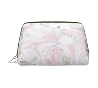 Pink Abstract Ink Marble Gray Artistic Toiletry Cosmetics Bag, Portable Travel Cosmetic Makeup Bag,PVC Leather,with Compartments