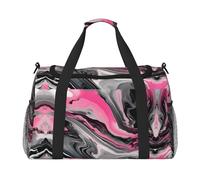 Pink Abstract Marble Gray Artistic Hand Travel Bag - Large Reusable Shopping Tote Bag, Perfect for Outdoor Activities, Sports, Camping & Groceries, Black, One Size