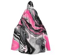 Pink Abstract Marble Gray Artistic Print Unisex Adult Hooded Comfortable Cloak Cosplay Costume Halloween Christmas Carnival