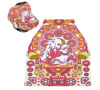 Pink Abstract White Fox Stretchy Baby Car Seat Cover,Canopy Nursing Covers,Soft Breathable Windproof Scarf Changepad for Winter Infant Breastfeeding Boys