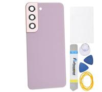 Pink Acrylic Glass Back Replacement for Samsung Galaxy S22 5G SM-S901B with Rear Camera's Frame and Glass Lens Pre cut adhesive and toolkit