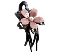 Pink Acrylic Hair Clip Barrette for Women, Secure Back Grip | Flower Style, Nonslip Hold for Washing Face and Bath, Chic Retro Look