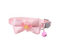 Pink Adjustable Cat Collar with Cat Bow Tie: Breakaway Comfortable Satin Kitten Collar, Adjustable Cat Collar with Bell, Cute Lace Bow Beads for Cats/Small Dogs (Ideal for Valentine's & Xmas) (F)