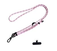 Pink Adjustable Nylon Lanyard With Black Carabiner Clip - Secure Woven Crossbody Phone Strap With Blue Pattern For Travel Essentials, Daily Use, Keys & Badges, Lightweight, Durable, Wrist or Neck