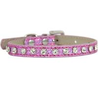 Pink Adjustable Pet Collar with Rhinestones Cats Dogs Collar Leather Decoration Diamond Dog Necklace for Pet Small Dogs,rhinestones sky blue,1.0x25cm-rhinestones pink-1.0x30cm