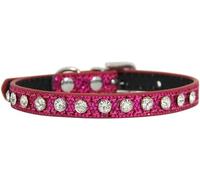 Pink Adjustable Pet Collar with Rhinestones Cats Dogs Collar Leather Decoration Diamond Dog Necklace for Pet Small Dogs,rhinestones sky blue,1.0x25cm-rhinestones rose red-1.0x30cm