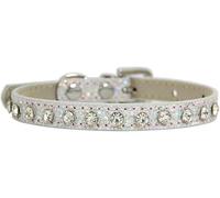 Pink Adjustable Pet Collar with Rhinestones Cats Dogs Collar Leather Decoration Diamond Dog Necklace for Pet Small Dogs,rhinestones sky blue,1.0x25cm-rhinestones silver-1.0x30cm