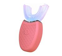 (Pink, Adult) Electric Toothbrush U-Shaped Ultrasonic Silicone 360 Degrees Automatic Blue Light Toothbrush for Home Use