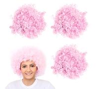Pink Afro Wig - Fancy Dress Accessory - Funky Large Curly Hair 70's Disco Clown - Perfect for Fancy Dress Events - Pack of 2