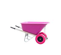 (Pink) Agri Barrow 200 Litre Twin Wheel Wheelbarrow Plastic Tub Puncture Proof Tyres