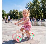 (Pink) AIYAPLAY Baby Balance Bike for 1-2 Years Old, Light-up Toddler Balance Bike