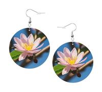 pink almond blossom Print Leather Earrings for Women - Dangle & Hoop Earrings, Perfect for Costume Parties, Girls Accessories