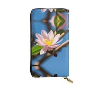 pink almond blossom Print Leather Long Clutch Wallet â€“ Fashionable Personalized Wallet, Multiple Card Slots, Gift Ready, Black, One Size