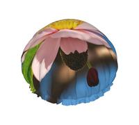 pink almond blossom Print Shower Cap, Shower Cap for Women Reusable, Waterproof Bath Cap,Quick Drying Bath Hair Cap