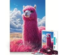 Pink Alpaca in A Field 1000 Piece Jigsaw Puzzle for Adults Smart Reason Toy Home Enjoy Sharp Edge Santa Wish Item (38x26cm)