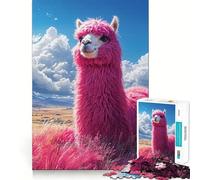 Pink Alpaca in A Field Jigsaw Puzzles for Adults1000 Pieces Clear Logic Toy Leisure Time Perfect Cut Creative Gift (38x52cm)