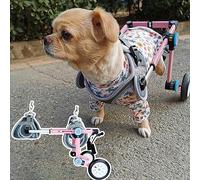 Pink Aluminum Dog Wheelchair Pet Stroller, Adjustable Pet Wheelchair, Paralyzed Rehabilitation Hind Limb Stroller ( XS)