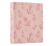 Pink Anchor Pattern 3 Ring Binder 1.5 Inch Round Ring Binder View Binder Holds 200 Documents for Home School Office Use