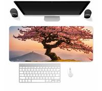 Pink Ancient Tree Large Gaming Mouse Pad, 600x400x2mm Extended gaming mouse mat XXL improved Precision and Speed Mousemat with Stitched Edges, Desk Mat for Keyboard and Mouses