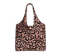 Pink And Black Leopard Print Decoupage,Reusable Tote Bags Grocery Bags Large Capacity Canvas Shopping Shoulder bag