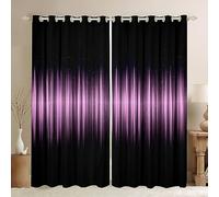 Pink and Black Ombre Blackout Curtains - Striped Darkening Drapes for Kids' Rooms Gradient Design W52 x L63 Ideal for Boys and Girls' Bedrooms