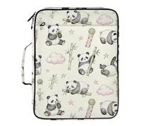 Pink and Black Panda and bamboos Expandable File Pocket Multiple Pockets 3 Ringing Binder Zipper with Zipper Closure for Document Storage