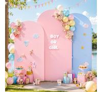 Pink and Blue Arch Backdrop Cover 6FT 5FT 4FT Arch Covers Stretchy Backdrop Set of 3, Gender Reveal Arch Cover Spandex Fitted Fabric Arch Covers for Boy or Girl Party Birthday Baby Shower Decor