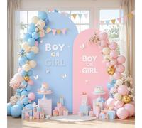 Pink and Blue Arch Backdrop Cover 7.2FT 6FT Wedding Arch Covers Set of 2 Arches Covers Stretchy Backdrop Spandex Arch Backdrops Double-Color for Party Baby Shower Gender Reveal Boy or Girl Decoration