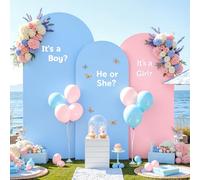 Pink and Blue Arch Backdrop Cover Set of 3 Party Wedding Arch Covers Stretchy Backdrop 6FT 6.6FT 7.2FT Baby Shower Bridal Shower Photo Birthday Gender Reveal Arch Stand Cover Spandex