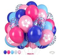 Pink and Blue Balloons, 12 Inch Royal Blue Hot Pink Confetti Balloons for Girl Cartoon Birthday Pool Party Graduation Baby Shower Gender Reveal Supplies