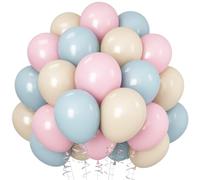 Pink and Blue Balloons Gender Reveal Boy or Girl 12inch Pastel Light Pink Slate Blue Beige White Sand Balloons Birthday Party Decorations Pale Aqua Latex Helium Balloon for Arch Baby Shower Decor