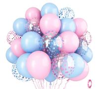 Pink and Blue Balloons Set, 35 Pack Pastel Pale Blue Pink Confetti Latex Balloons, 12 Inch Light Blue Pink Balloon Kit for Boy or Girl Gender Reveal Party Birthday Baby Bridal Shower Party Decorations