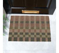 Pink and Blue Check Coir Doormat (60 x 40cm) Artsy Mats Brown 40cm x 60cm