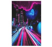 Pink And Blue City Wooden Jigsaw Puzzles 1000 Pieces Family Activity Puzzle Educational Games for Adults And Kids Age 12 Years Up 78×53cm