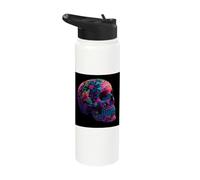 Pink and Blue Floral Sugar Skull Botanical Stainless Steel Insulated Water Bottle